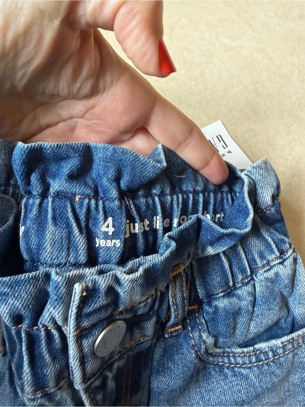 Baby Gap Disney Minnie Mouse Denim Paperbag Shorts Blue Jean 4 Years